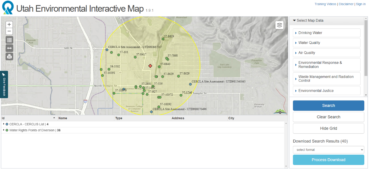 initial view of application